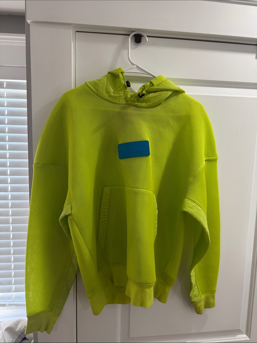 Jordan Neon Lime Green Hoodie with Red Jumpman Patch